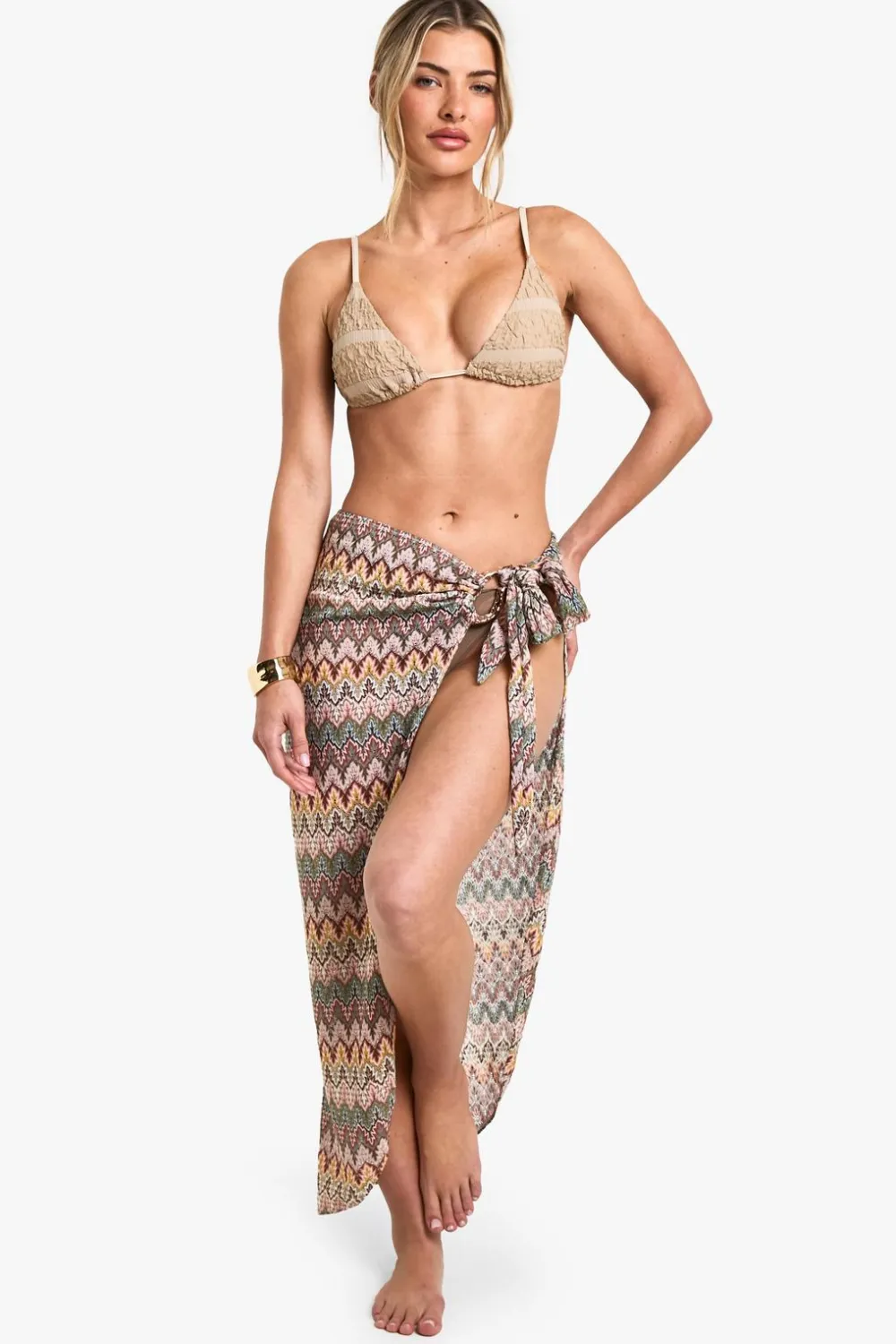 Beach Cover Ups|Swimwear^Nasty Gal Zig Zag Knitted Sarong |